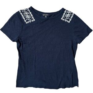 Brooks Brothers Navy Linen Embroidered Shirt Size Medium